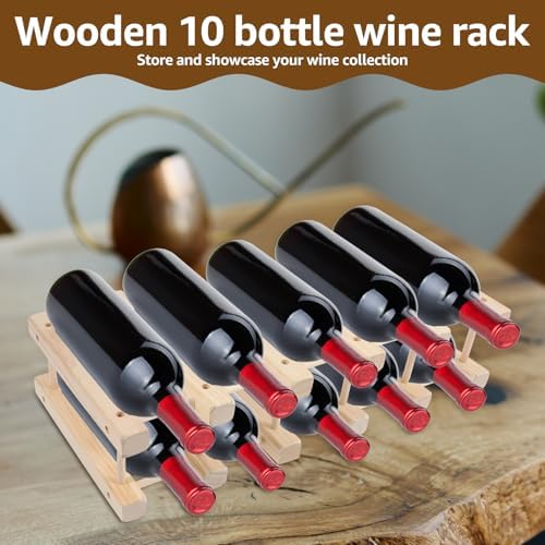 10 Bottle Freestanding Wood Wine Rack
