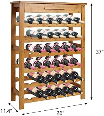 Sangsan Bamboo Wine Rack 6-Tier with Drawer