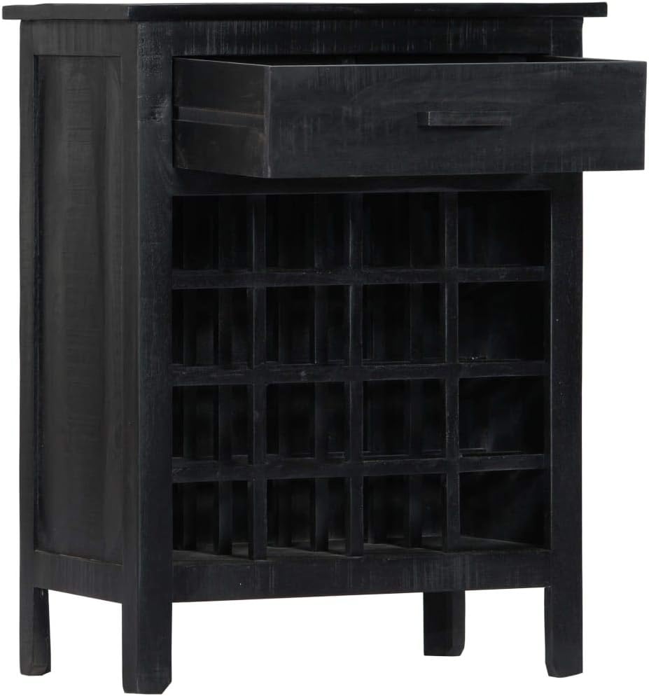 YAFF Black Wine Rack 22x138x295 Solid Mango Wood