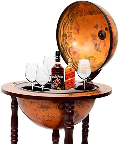 36 Inch Retro Globe Bar Cabinet with Wheels