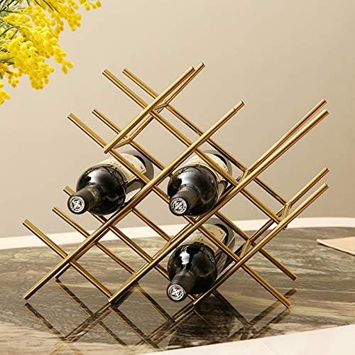 Countertop Wine Rack for 6 Bottles Golden Metal Design