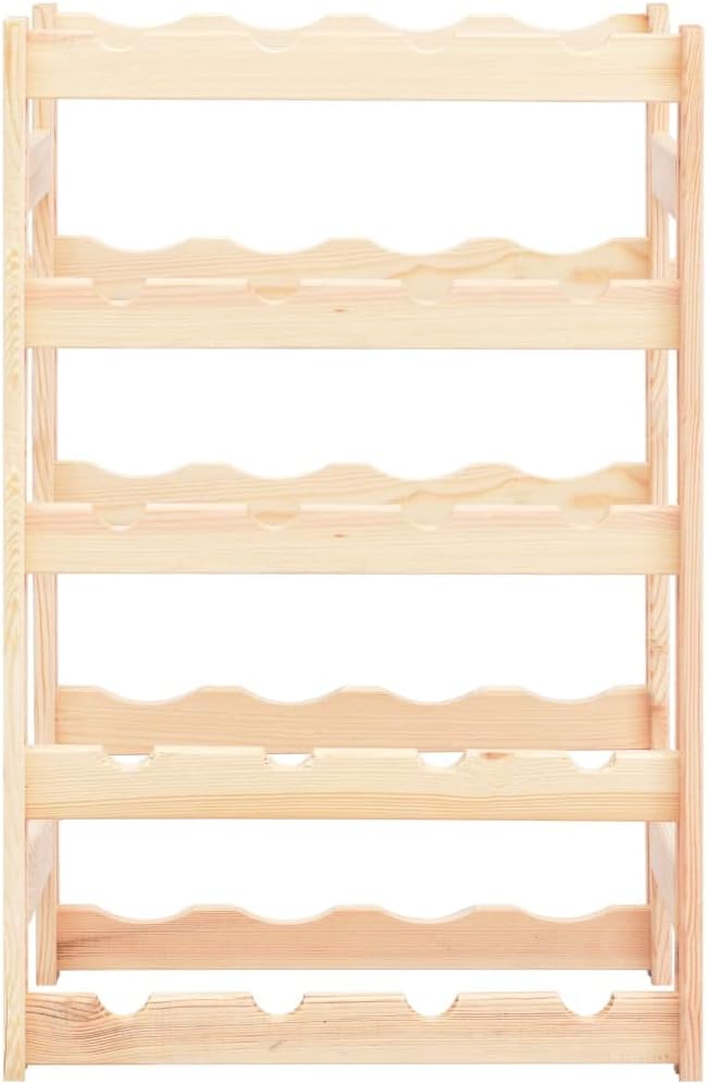 BIGBARLEY 20-Bottle Wine Rack Table with Pinewood Design