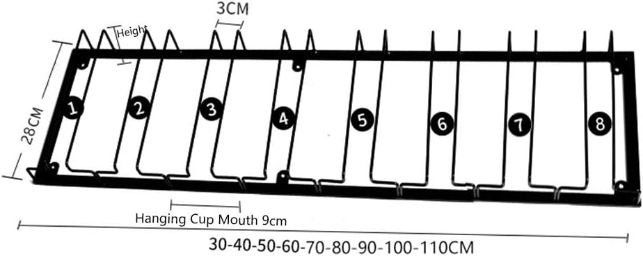 ZJDYDY 4 Rows Black Wine Glass Rack