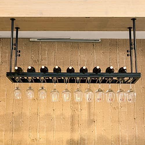 Suuim Ceiling Wine Racks Metal Adjustable Holder for Kitchen Bar
