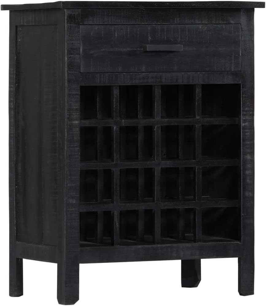 YAFF Black Wine Rack 22x138x295 Solid Mango Wood