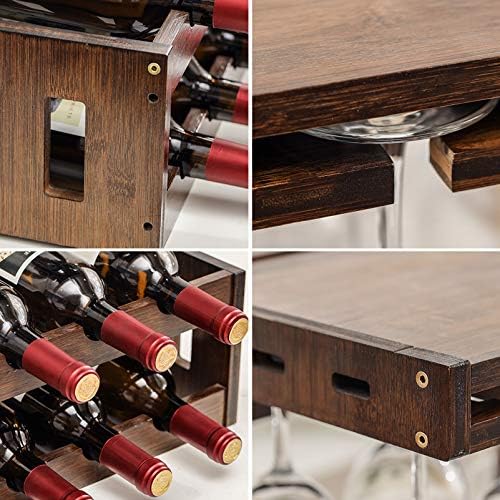 Bamboo Wine Rack Holder 6 Bottles 2 Rows Walnut