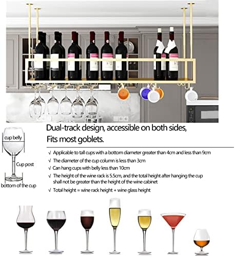 Gold Hanging Wine Glass Holder with Adjustable Arm