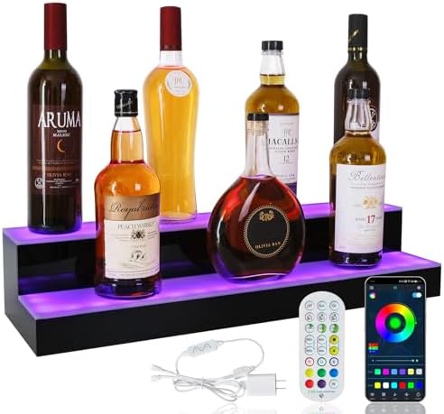 LED Lighted Liquor Bottle Display Shelf with Remote and App Control