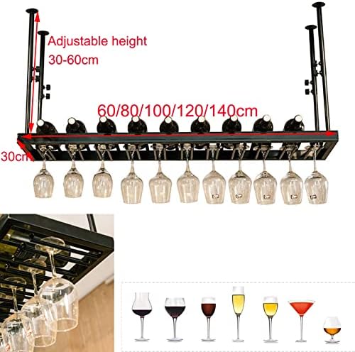Suuim Ceiling Wine Racks Metal Adjustable Holder for Kitchen Bar