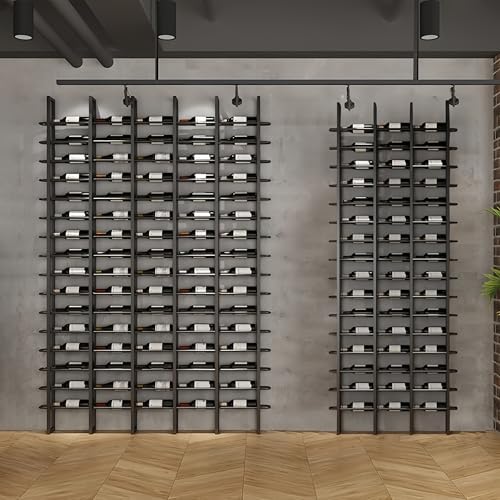75-Bottle Vertical Wall Wine Rack Black Metal