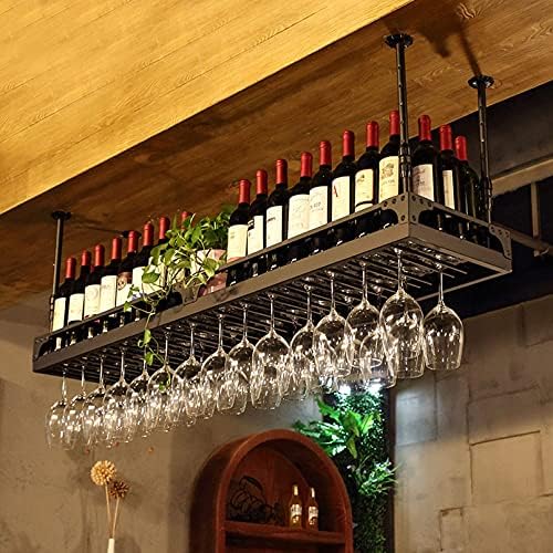 TOYOCC Metal Iron Wine Rack Ceiling Hanging Storage