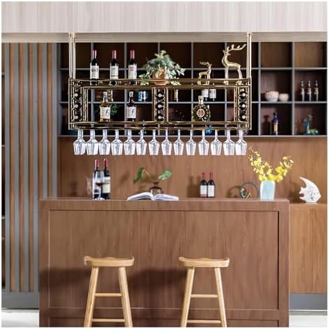 SDdPulse Ceiling Wine Rack with Adjustable Metal Bars