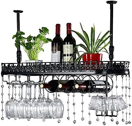 Wall Mounted Wine Rack with Crystal Pendant for Bars and Kitchens