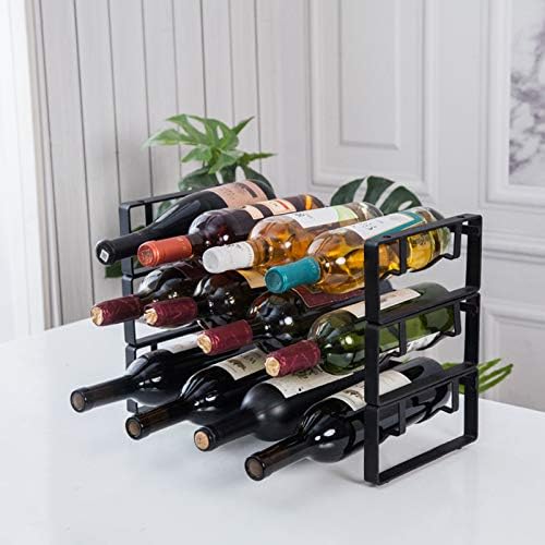 3 Tier 12 Bottles Wine Storage Rack Black Gold
