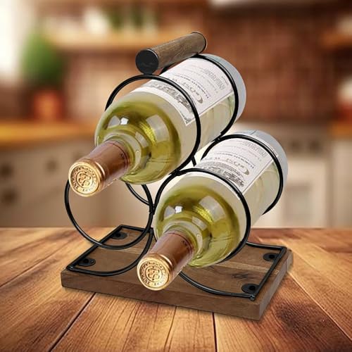 Nu Steel 3 Bottles Tabletop Wine Holder Black 1