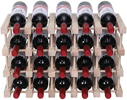 FDHUIJIA 20 Bottle Freestanding Wooden Wine Rack