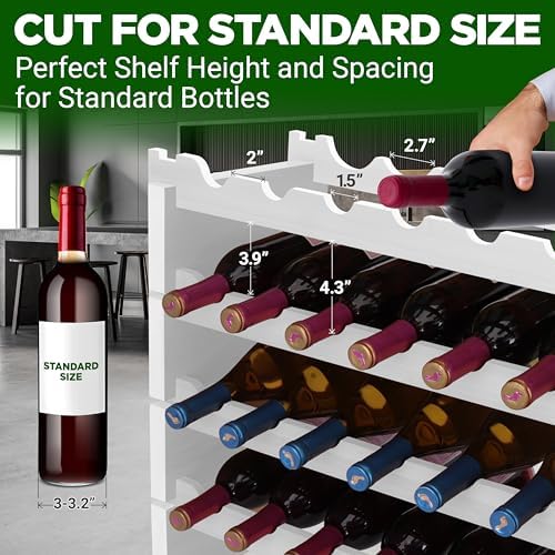 NutriChef Bamboo 8-Tier Wine Rack 72 Bottle Capacity Free Standing