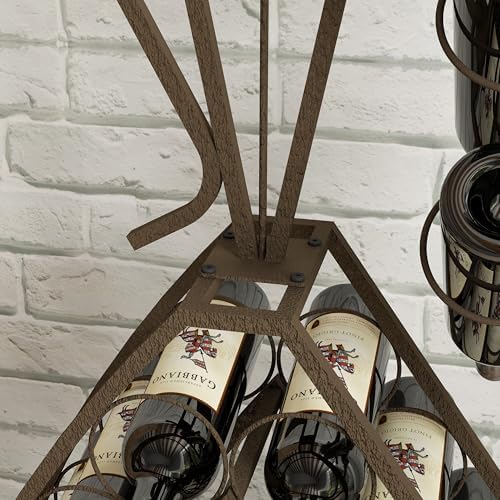 Unique Design Freestanding Wine Rack with Rustic Gold Finish