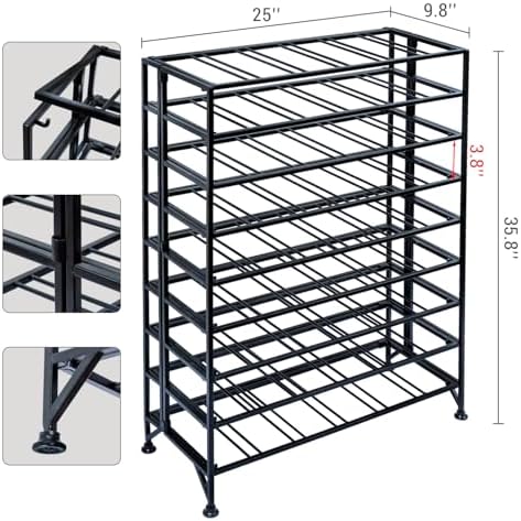 MyGift Black Metal Wine Rack with 9 Tiers - 54 Bottle Capacity