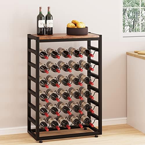 Dripex 30 Bottle Freestanding Wine Rack with Wooden Table Top