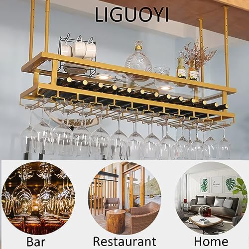 LIGUOYI Adjustable Ceiling Wine Glass Rack