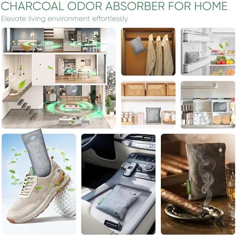 Innmily Activated Charcoal Odor Absorber 10 Pack with Hooks