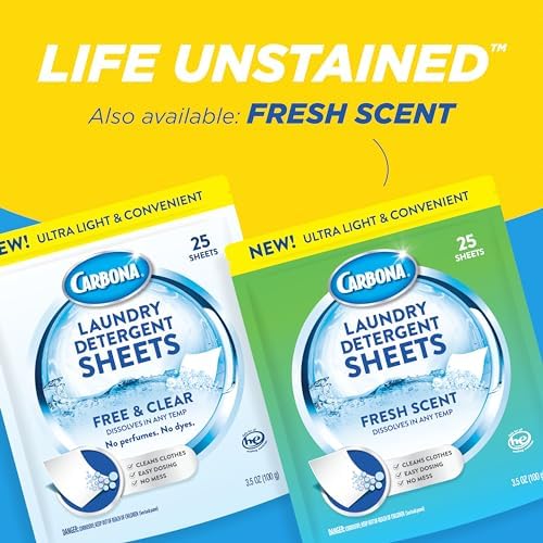 Carbona Laundry Detergent Sheets - 25 Sheets for 50 Loads