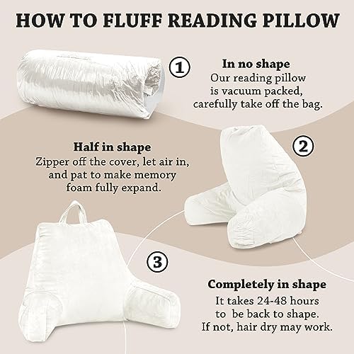 LOVTEX Reading Pillow with Removable Cover 20 x 15 Inches White