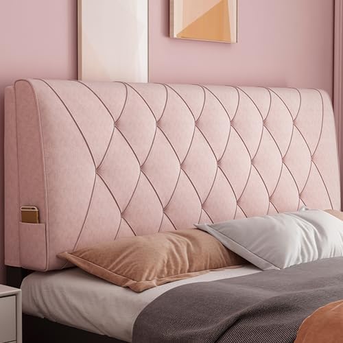 ZZYK Pink Fleece Headboard Cushion with Straps 47