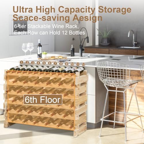 MJiot 24-Bottle Modular Bamboo Wine Rack