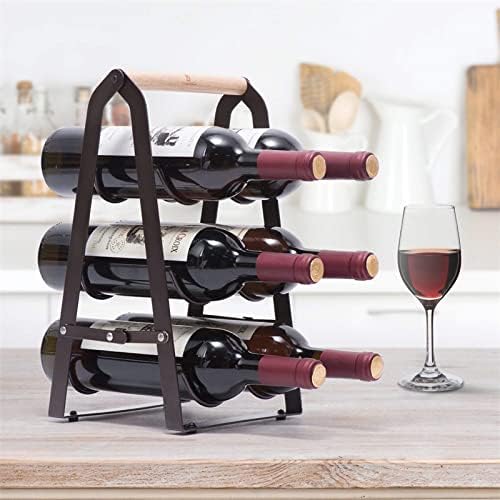 Generic LMingKun Foldable Wine Rack - 2-6 Bottle Black Metal Stand