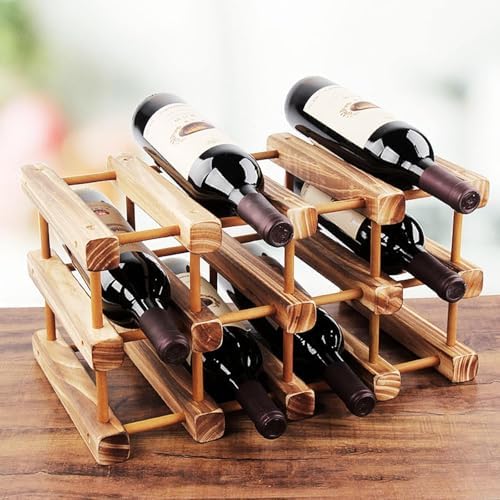YYRZZ 12 Bottle Tabletop Wine Rack Wooden Holder Stand