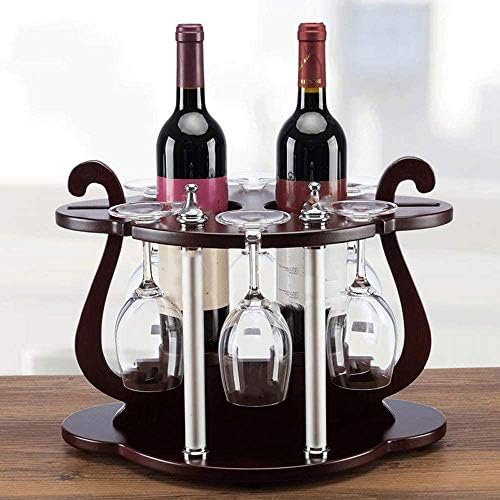 Wood Wine Holder for 2 Bottles and 6 Glasses 1