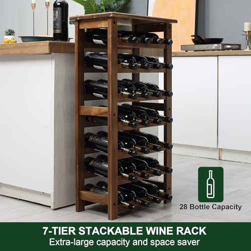 Everous 7-Tire Free Standing Wine Rack 28 Bottles Holder