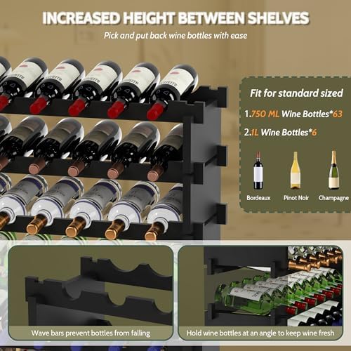Bamboo 8-Tier Freestanding Wine Rack with Metal Deer Stopper