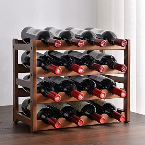 4 Tier Bamboo Freestanding Wine Rack for Home Bar