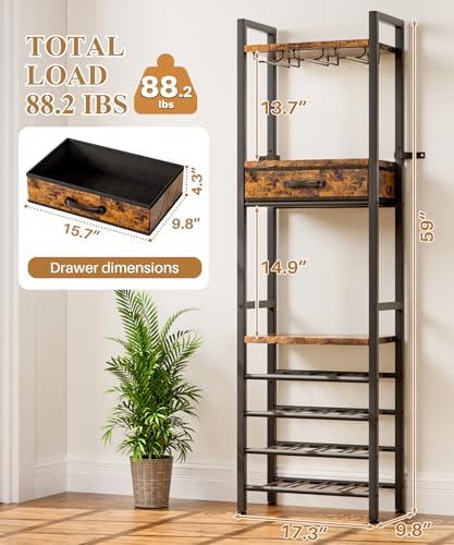 Vilaxing Freestanding Wine Rack with Storage Drawer