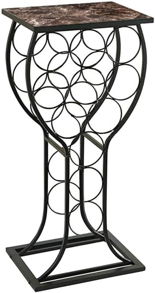 Metal Wine Rack with Faux Marble Finish Black