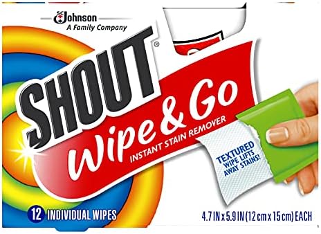 Shout Wipes Stain Remover for Clothes 12 Wipes per Carton 6 Cartons