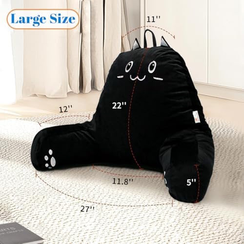 SUNSIDE Kitty Reading Pillow with Memory Foam and Zipper Cover