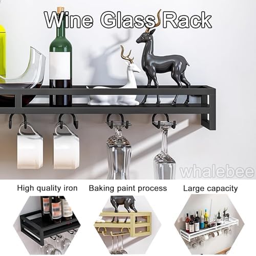 Whalebee Wall Wine Glass Hanger 5 Row Metal Rack