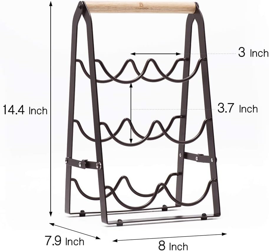 Generic LMingKun Foldable Wine Rack - 2-6 Bottle Black Metal Stand