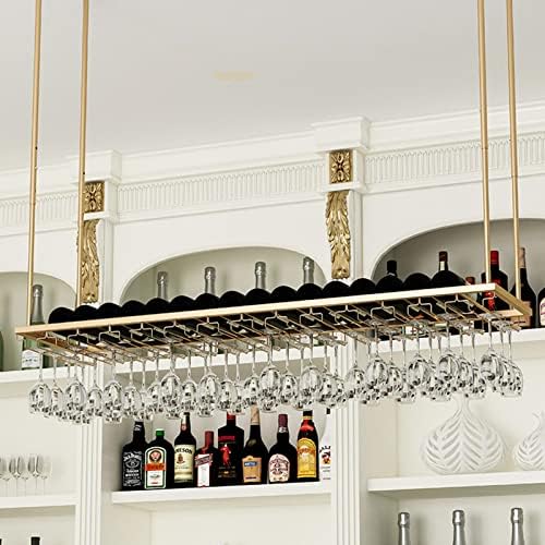 DASHADAO Gold Hanging Wine Glass Rack with Stemware