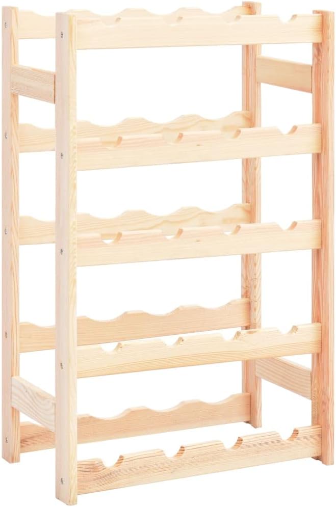 BIGBARLEY 20-Bottle Wine Rack Table with Pinewood Design