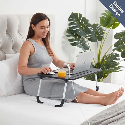 Nestl Teal Faux Fur Reading Pillow with Lap Desk