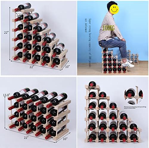 FDHUIJIA 20 Bottle Freestanding Wooden Wine Rack