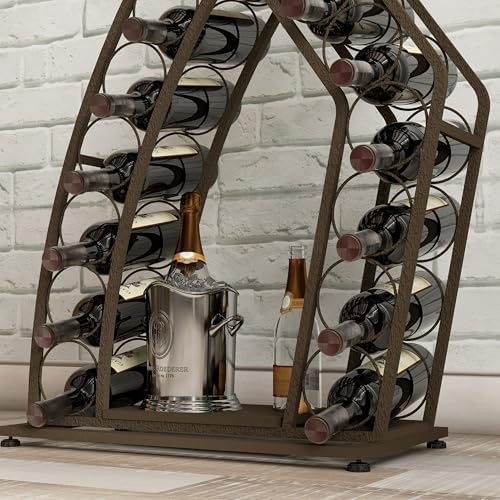 Unique Design Freestanding Wine Rack with Rustic Gold Finish