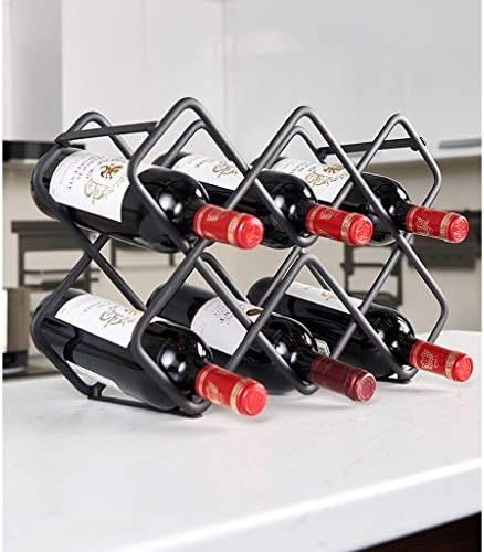 DYPA-AF12 8-Bottle Metal Wine Rack Free Standing Black