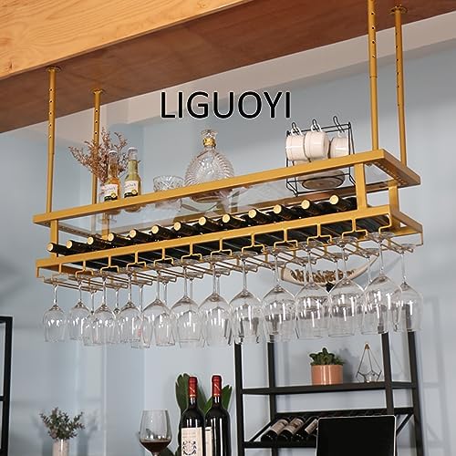 Adjustable Wine Glass Hanger Rack For Kitchen Wine Cellar Bar