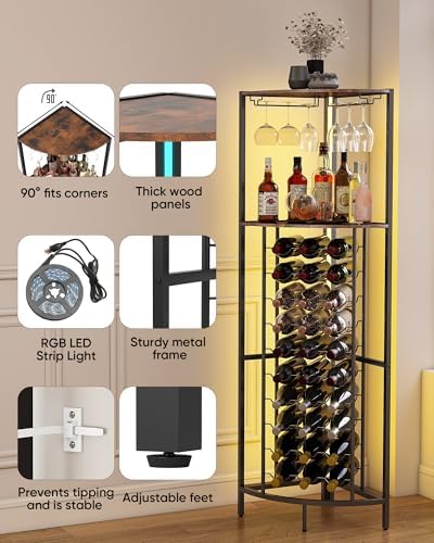 Baoz 30 Bottle Corner Wine Cabinet with LED Light